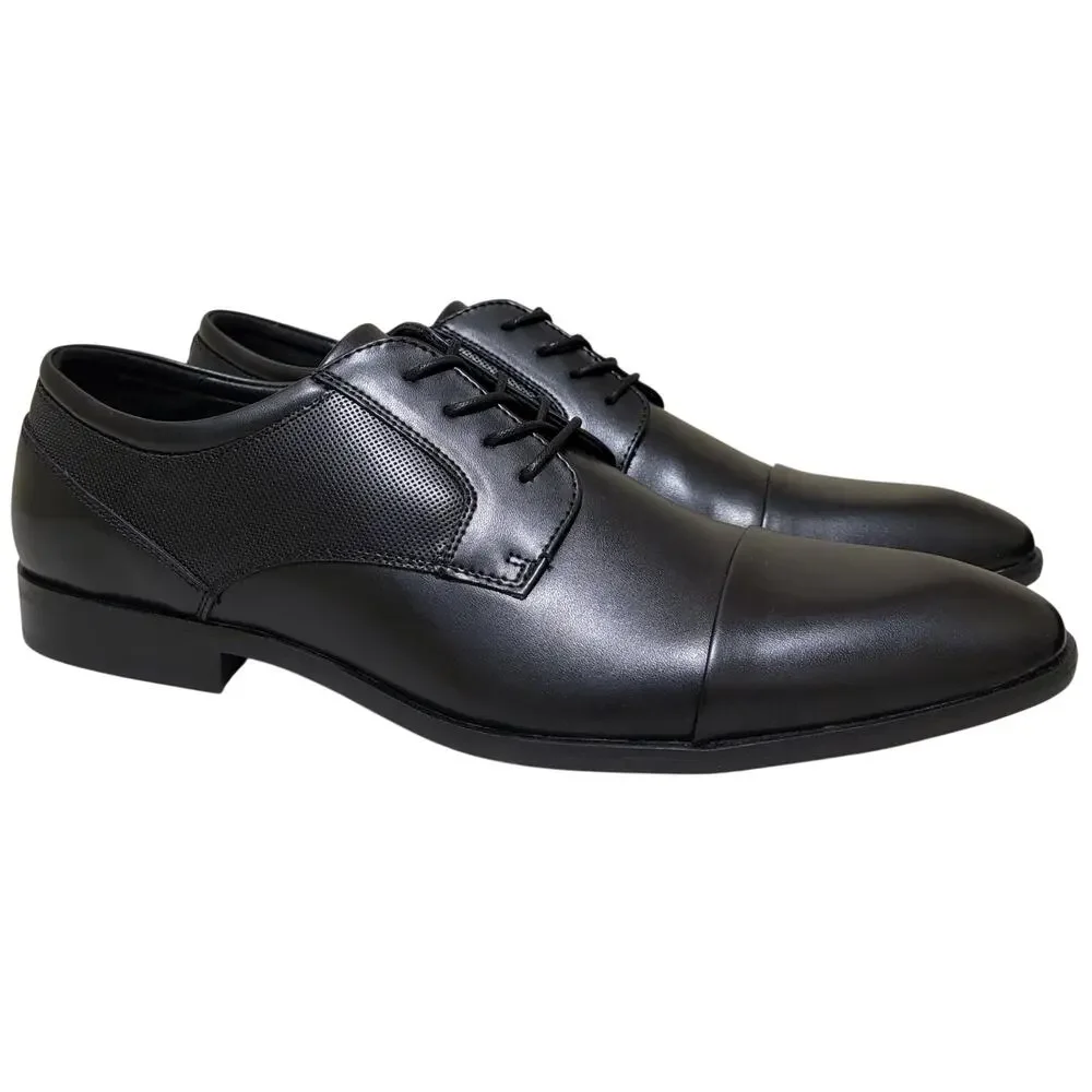 Alfani Men Victor Cap Toe Derby Oxfords Size US 9M Black Faux Leather